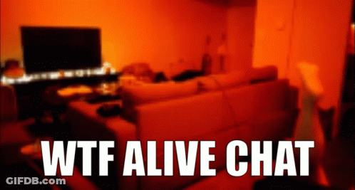 A Blurred Image Of A Living Room With The Words " WTF Alive Chat " GIF