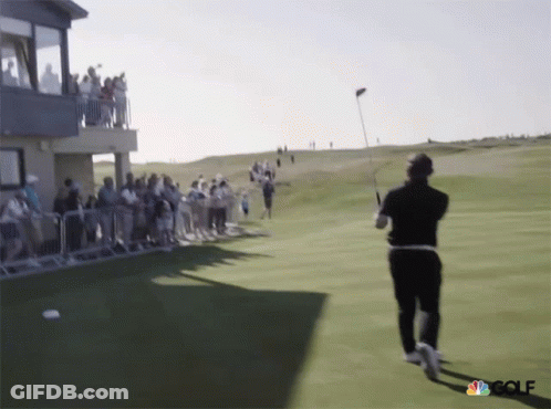 A Blurred Image Of A Man Playing Golf With Nbc Golf Written On The Bottom GIF