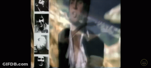 A Blurred Image Of A Man 'S Face Is Surrounded By Other Images . GIF