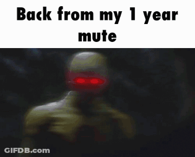 A Blurred Image Of A Man With The Words Back From My 1 Year Mute GIF