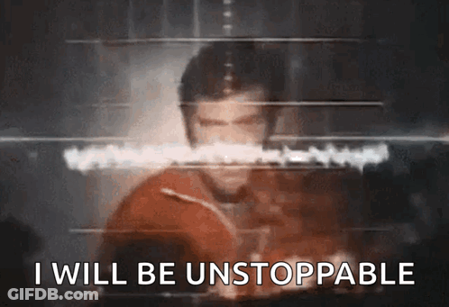 A Blurred Image Of A Man With The Words I Will Be Unstoppable Written On The Bottom GIF