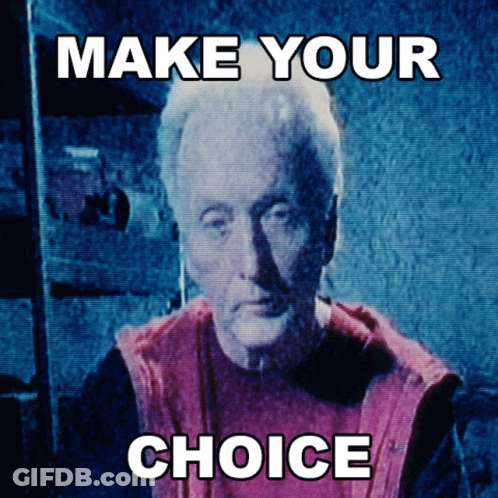 A Blurred Image Of A Man With The Words " Make Your Choice " Above Him GIF
