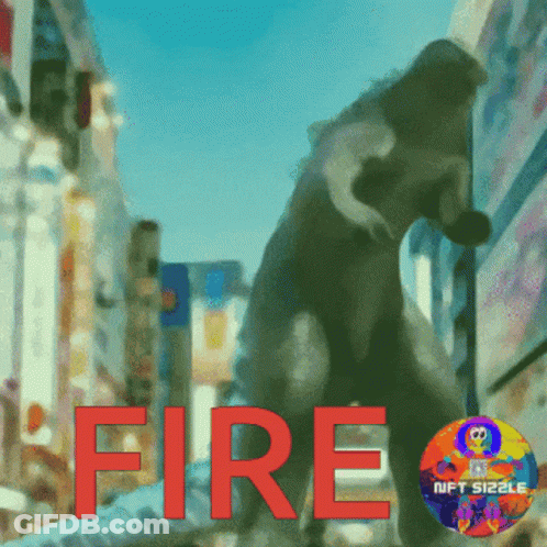 A Blurred Image Of A Monster With The Word Fire In Red GIF