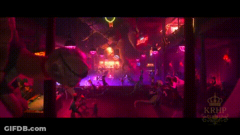 A Blurred Image Of A Nightclub With A Lot Of Lights And People . GIF