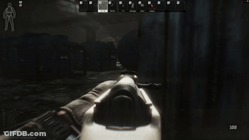A Blurred Image Of A Person Holding A Rifle In A Video Game With The Letters A B C And D Visible GIF