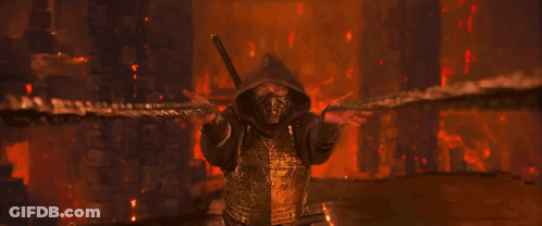 A Blurred Image Of A Person Holding A Sword With The Word Cover In Red Letters GIF