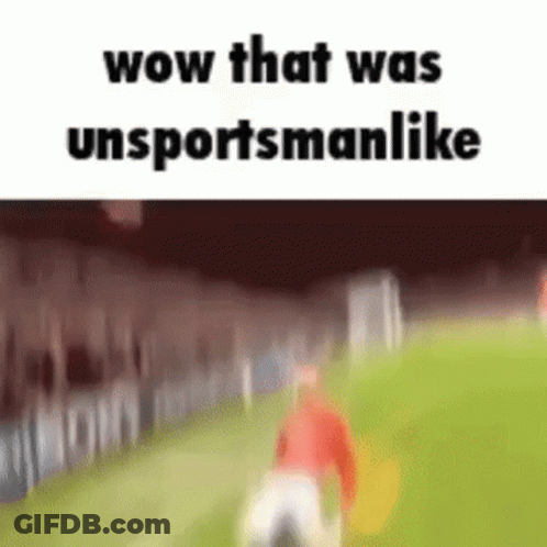 A Blurred Image Of A Person Running On A Soccer Field With The Words Wow That Was Unsportsmanlike . GIF
