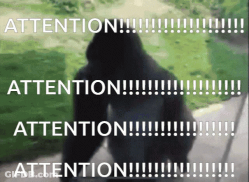 A Blurred Image Of A Person With The Words " Attention " Written On It GIF