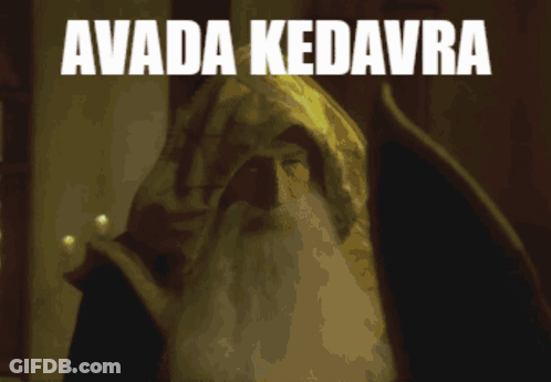 A Blurred Image Of A Person With The Words Avada Kedavra Written On It GIF
