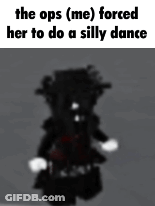 A Blurred Image Of A Person With The Words The Ops ( Me ) Forced Her To Do A Silly Dance GIF