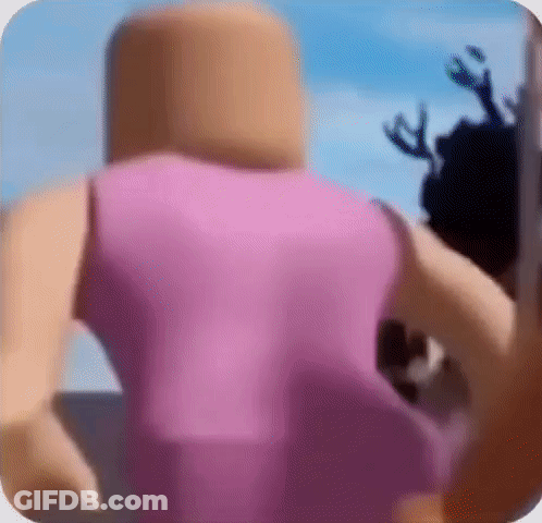 A Blurred Image Of A Roblox Character In A Pink Dress Standing In Front Of A Blue Sky . GIF