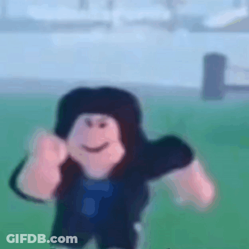 A Blurred Image Of A Roblox Character Wearing A Black Hat And A Blue Shirt . GIF