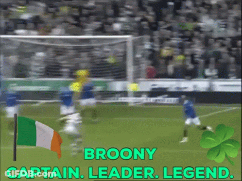 A Blurred Image Of A Soccer Field With The Words Broony Captain Leader Legend GIF