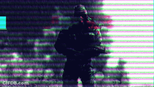 A Blurred Image Of A Soldier With A Purple Background GIF