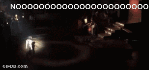 A Blurred Image Of A Stage With The Words Nooo On The Top GIF