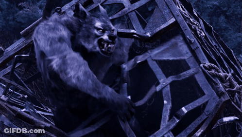 A Blurred Image Of A Werewolf Holding A Sword GIF