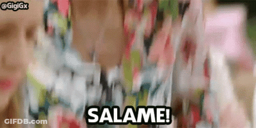 A Blurred Image Of A Woman 'S Face With The Words Salame Written On It GIF
