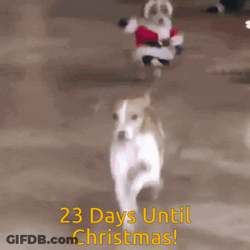 A Blurred Image Of Santa Claus With The Words 23 Days Until Christmas GIF