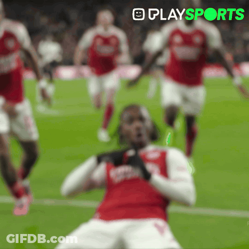 A Blurred Image Of Soccer Players With The Words Playsports In The Upper Right Corner GIF