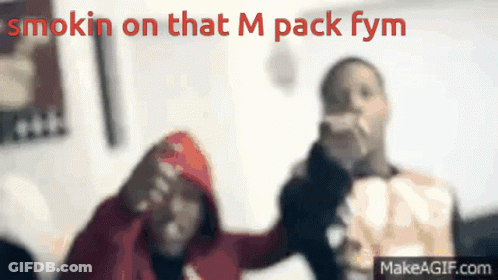 A Blurred Image Of Two People With The Words Smokin On That M Pack Fym GIF