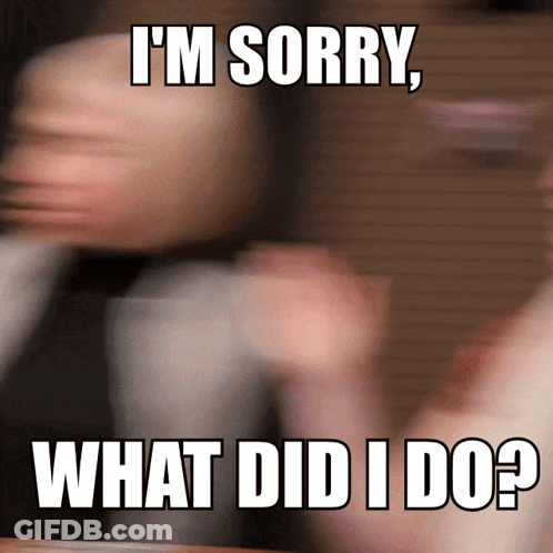 A Blurred Image With The Words I 'M Sorry What Did I Do GIF