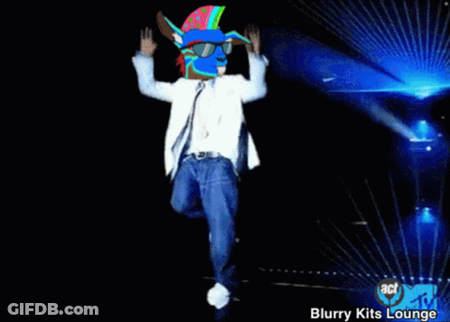 Blurry Person Dancing With Blurry Kits Lounge Text GIF