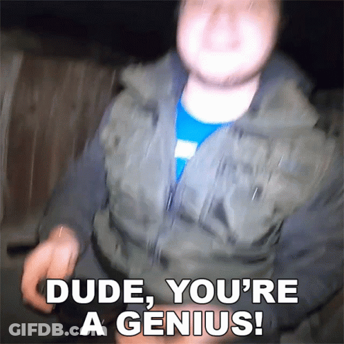 A Blurry Photo Of A Man With The Words Dude You 'Re A Genius GIF