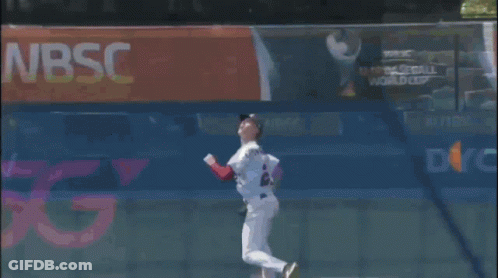 A Blurry Picture Of A Baseball Player In Front Of A Wbsc Sign GIF