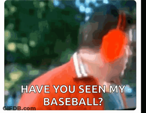A Blurry Picture Of A Baseball Player With The Words Have You Seen My Baseball On The Bottom GIF