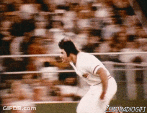 A Blurry Picture Of A Baseball Player With The Words Zeroradiogifs Written Below Him GIF