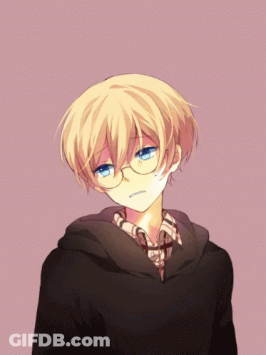 A Blurry Picture Of A Blonde Anime Character With Blue Eyes GIF