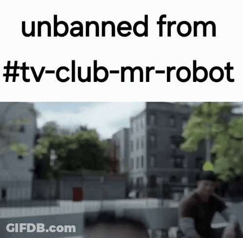 A Blurry Picture Of A City With The Words " Unbanned From #Tv-Club-Mr-Robot " At The Top GIF