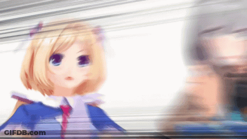 A Blurry Picture Of A Girl In A Blue Outfit GIF