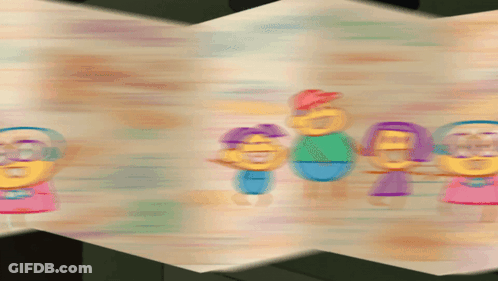 Blurry Group Of Cartoon Characters GIF