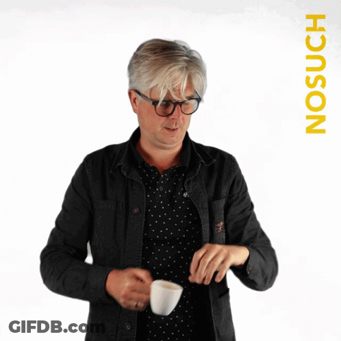 A Blurry Picture Of A Man Holding A Cup With The Word Nosuch On The Bottom GIF