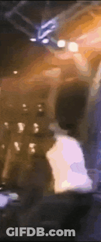 A Blurry Picture Of A Man Standing In Front Of A Crowd Of People . GIF