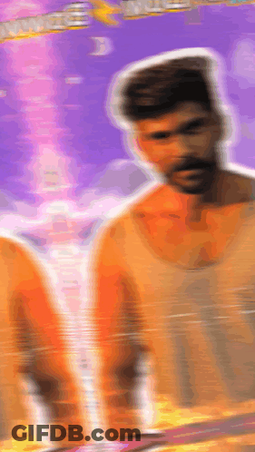 A Blurry Picture Of A Man With A Beard And A Purple Background With The Word Princess On It GIF