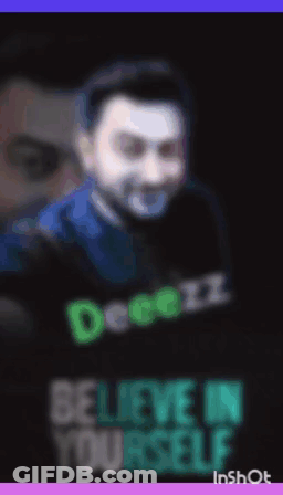 A Blurry Picture Of A Man With The Words Believe In Yourself On The Bottom GIF