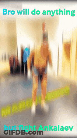 A Blurry Picture Of A Man With The Words Bro Will Do Anything But Fight Ankalaev On The Bottom GIF