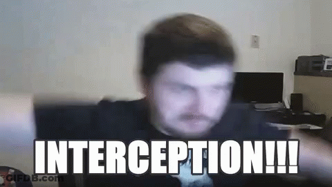 A Blurry Picture Of A Man With The Words Interception Written On It . GIF