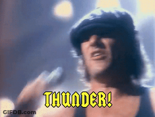 A Blurry Picture Of A Man With The Words Thunder Written On It GIF