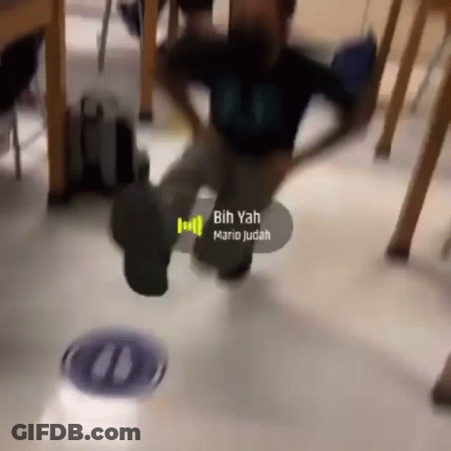 A Blurry Picture Of A Person Dancing With The Words " Bih Yah " On The Bottom GIF