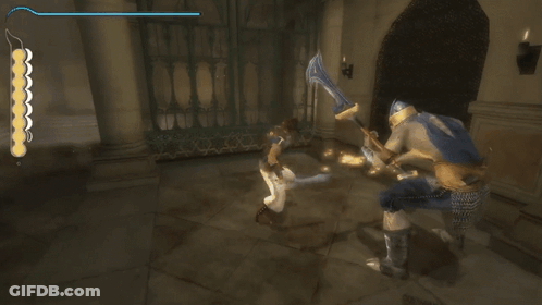 A Blurry Picture Of A Person Holding A Sword In A Video Game . GIF