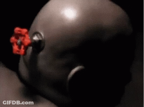 A Blurry Picture Of A Person 'S Face With A Red Flower In The Background GIF