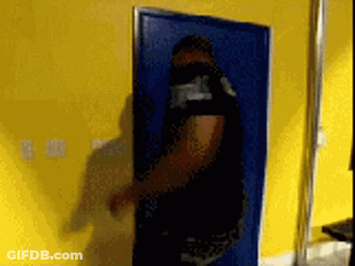 A Blurry Picture Of A Person Standing In Front Of A Door GIF