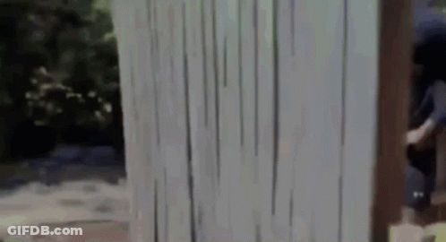 A Blurry Picture Of A Person Standing Next To A Wooden Fence . GIF