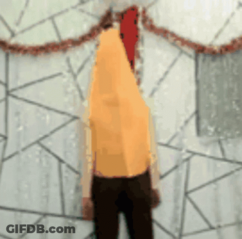 A Blurry Picture Of A Person Wearing A Yellow Cape And A Red Tie GIF