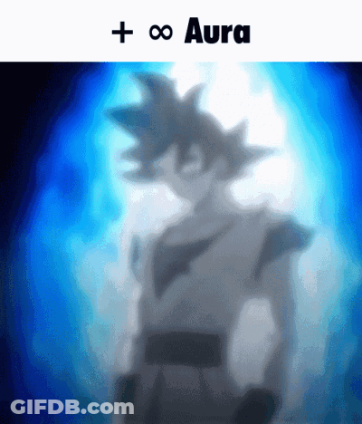 A Blurry Picture Of A Person With The Words " + Aura " Above Them GIF