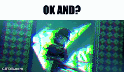 A Blurry Picture Of A Person With The Words Ok And On Top GIF
