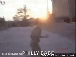 A Blurry Picture Of A Person With The Words Philly Babe Written On It GIF